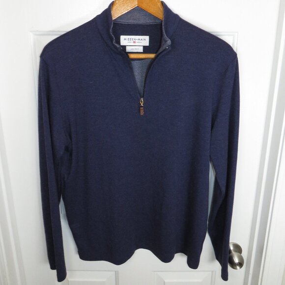 Mizzen + Main 1/4 Zip KPI Heather Blue Stretch Pullover Men’s LG Trim Fit - Picture 1 of 5